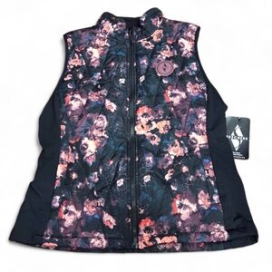 Skechers Women's Floral Vest - Black with Pink and Purple Size Large NWT